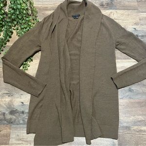 Theory Womens Brown Wool Open Front Cardigan Sweater sz Small